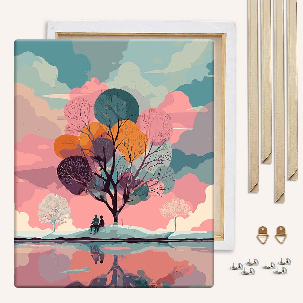 Painting By Numbers Kits With DIY Wood Frame Seasons of Us - Paint By Numbers Kit