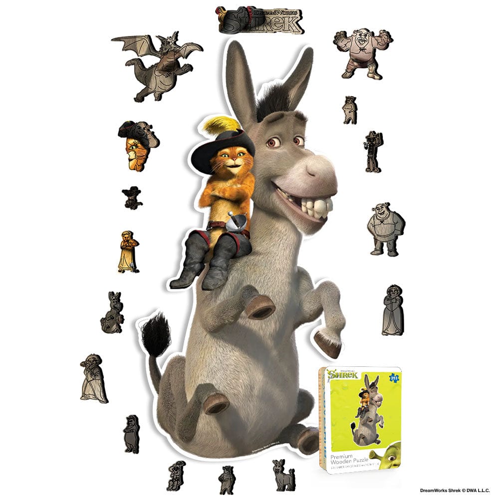 Wooden Jigsaw Puzzles A4 + Wooden Gift Box Donkey & Puss - Wooden Jigsaw Puzzle