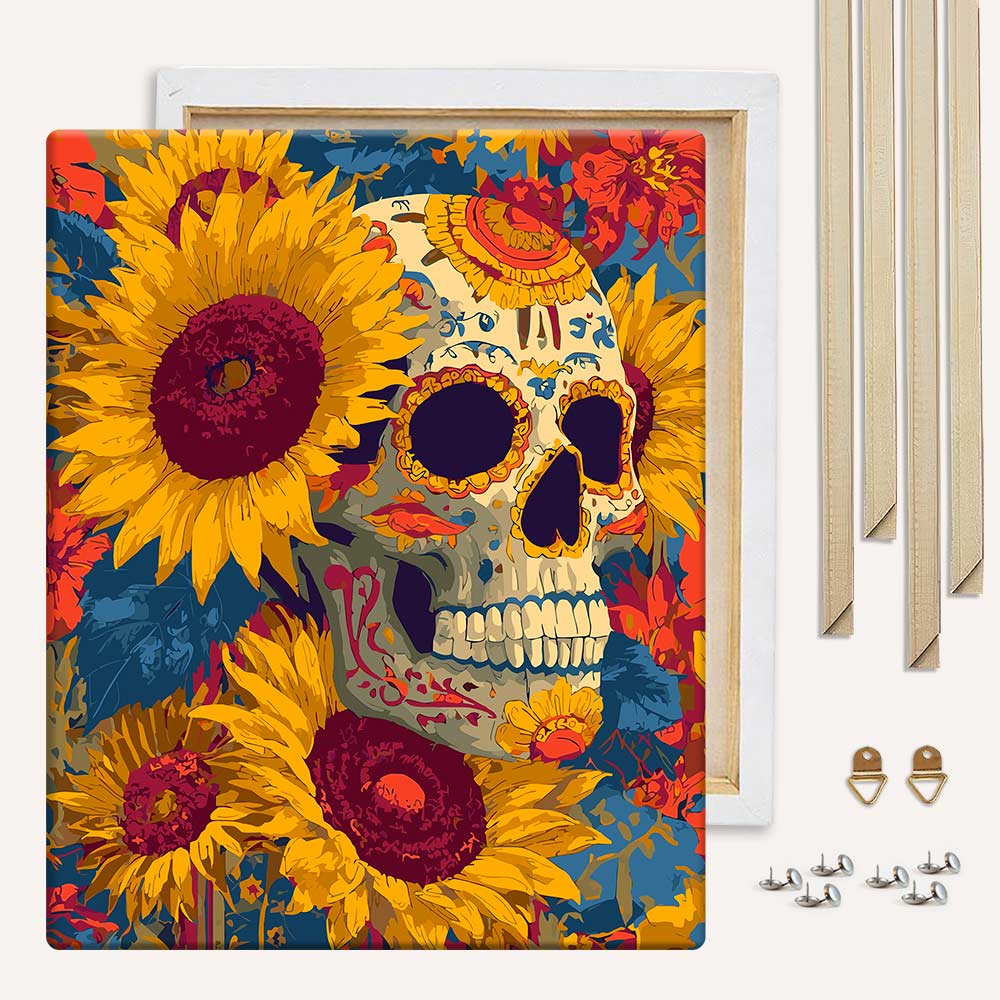 Painting By Numbers Kits With DIY Wood Frame Skull Candy - Paint By Numbers Kit