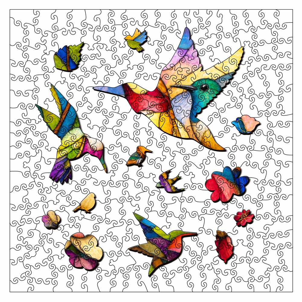 Wooden Jigsaw Puzzles Songbird Garden - Stained Glass Jigsaw Puzzle