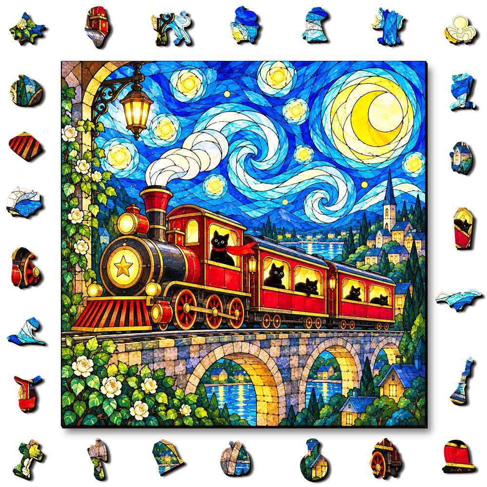 Wooden Jigsaw Puzzles A5 Spooky Express - Jigsaw Puzzle
