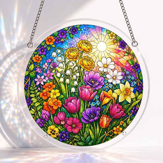 Acrylic Jigsaw Puzzle S - (7 inch) Acrylic Jigsaw Puzzle Suncatcher - Spring Garden