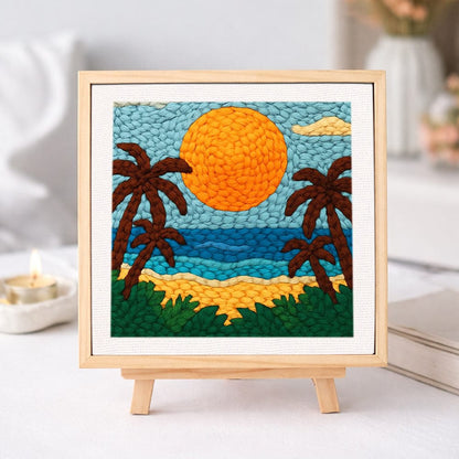 Painting By Numbers Kits 9.8" x 9.8" (25x25cm) Sunny Beach - Punch Needle Kit