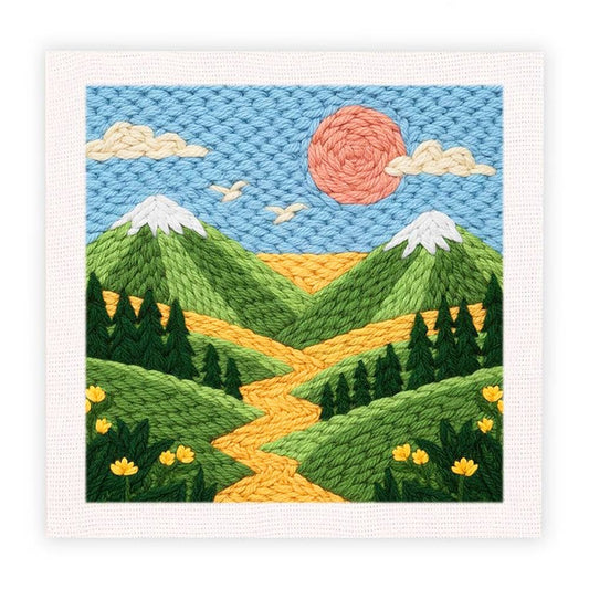 Painting By Numbers Kits 9.8" x 9.8" (25x25cm) Sunny Village - Punch Needle Kit