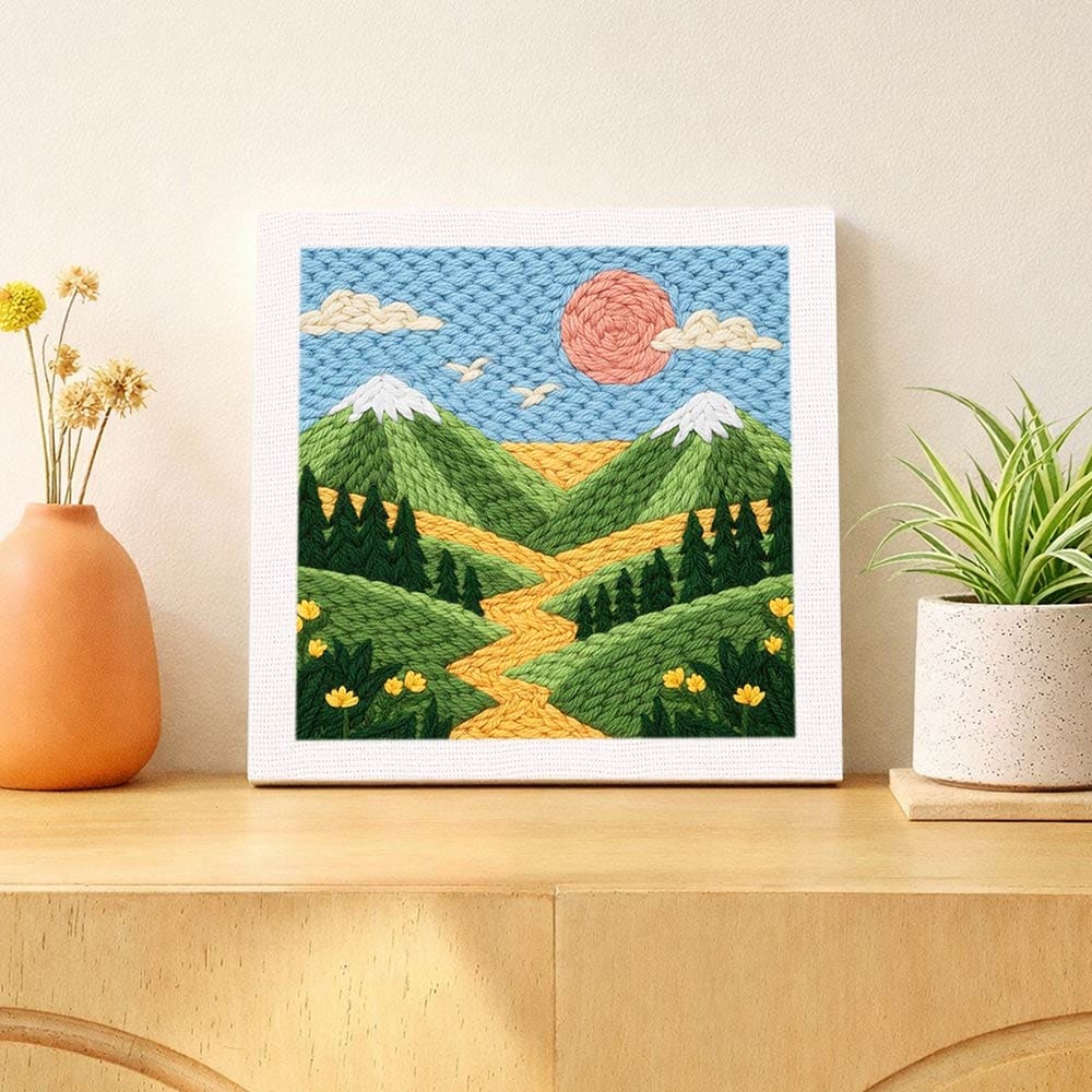 Painting By Numbers Kits 9.8" x 9.8" (25x25cm) Sunny Village - Punch Needle Kit