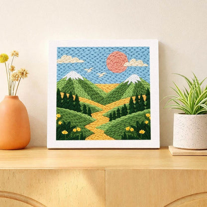 Painting By Numbers Kits 9.8" x 9.8" (25x25cm) Sunny Village - Punch Needle Kit