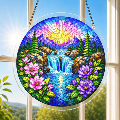 Acrylic Jigsaw Puzzle Acrylic Jigsaw Puzzle Suncatcher - Sunrise Waterfall