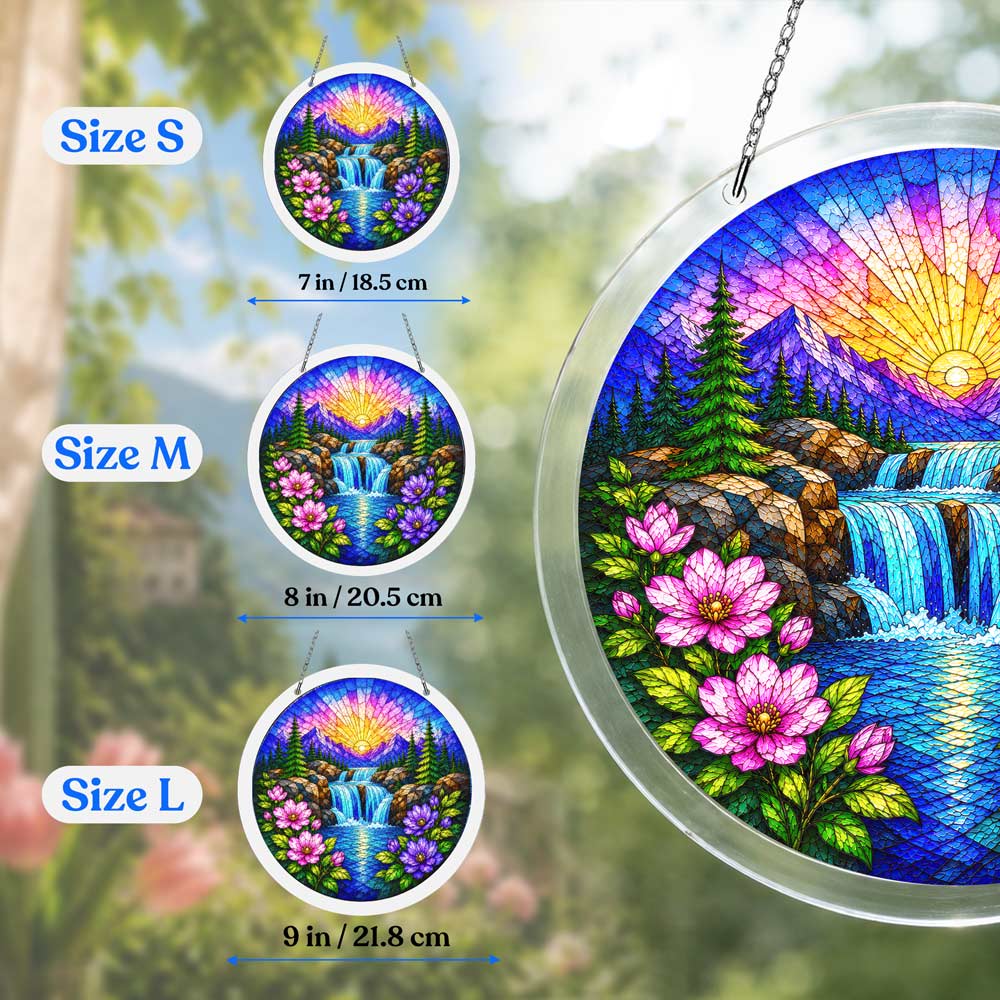 Acrylic Jigsaw Puzzle Acrylic Jigsaw Puzzle Suncatcher - Sunrise Waterfall