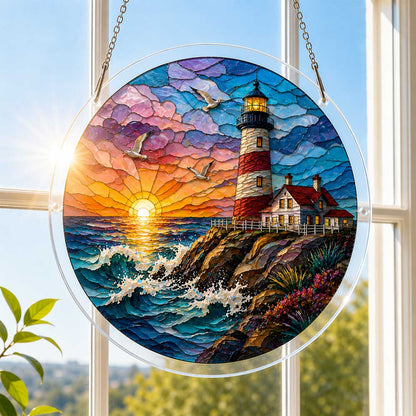 Acrylic Jigsaw Puzzle Sunset Lighthouse - Acrylic Jigsaw Puzzle