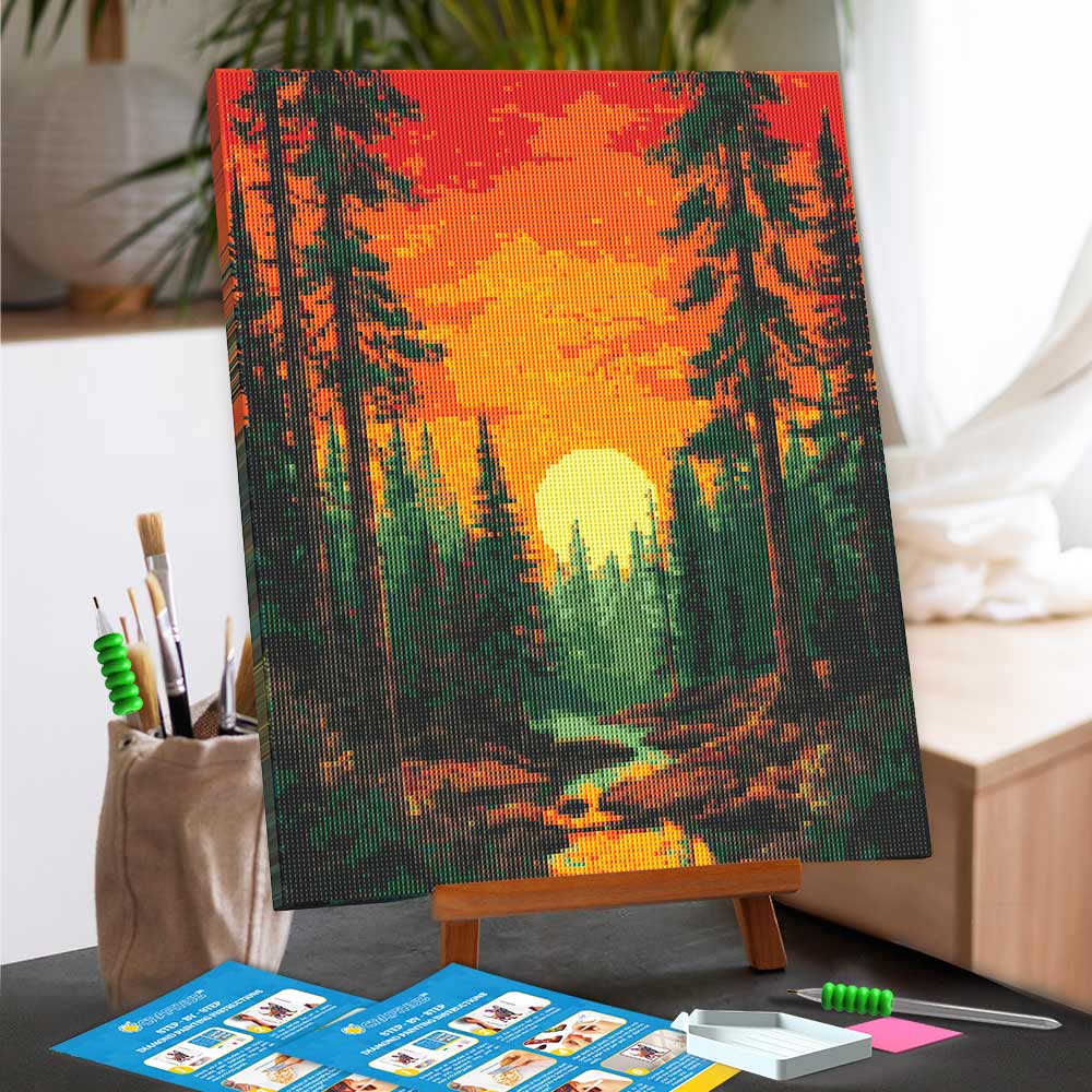 Diamond Painting Kits 15.7" x 19.6" (40 x 50cm) Sunset in Valley - Diamond Painting Kit