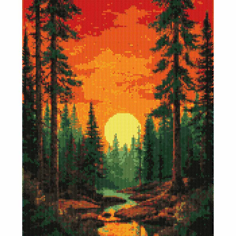 Diamond Painting Kits 15.7" x 19.6" (40 x 50cm) Sunset in Valley - Diamond Painting Kit