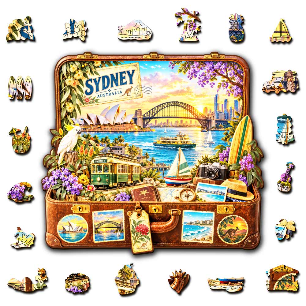 Animal Jigsaw Puzzle > Wooden Jigsaw Puzzle > Jigsaw Puzzle A5/Small Sydney Travel Case - Wooden Jigsaw Puzzle