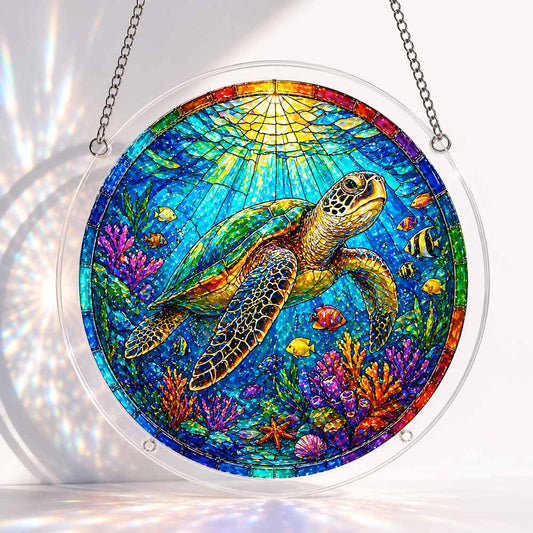 Acrylic Jigsaw Puzzle S - (7 inch) Acrylic Jigsaw Puzzle Suncatcher - Tropical Turtle
