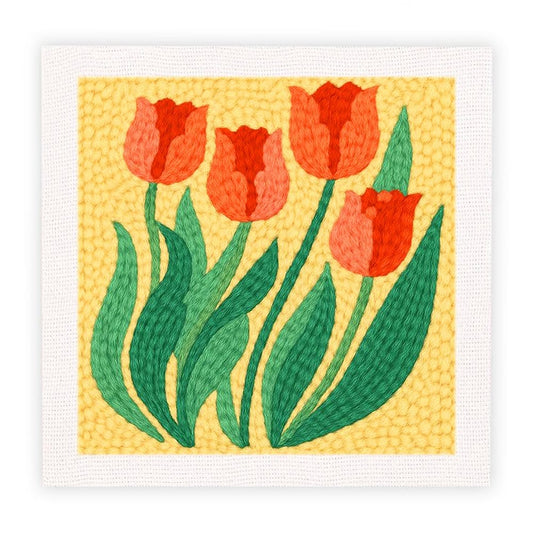 Painting By Numbers Kits 9.8" x 9.8" (25x25cm) Tulips - Punch Needle Kit