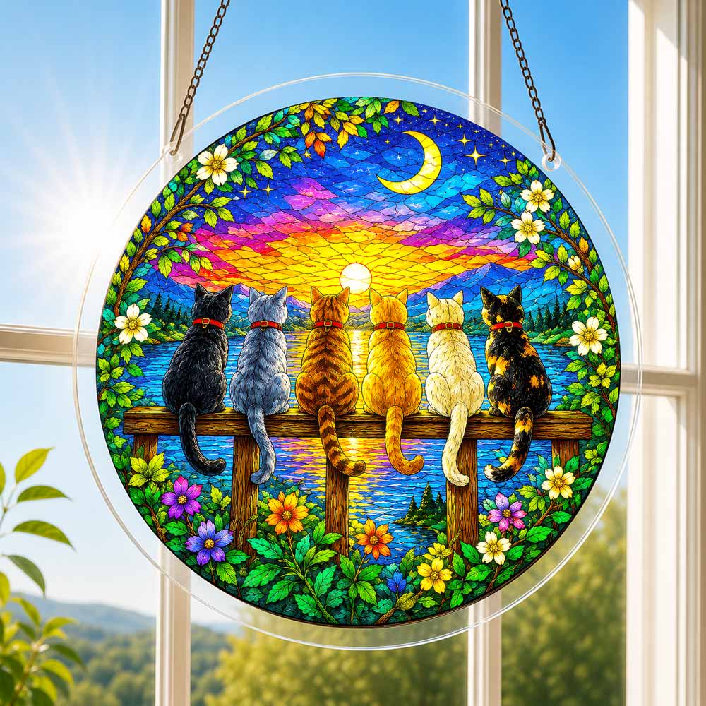 Acrylic Jigsaw Puzzle Acrylic Jigsaw Puzzle Suncatcher - Twilight Cats