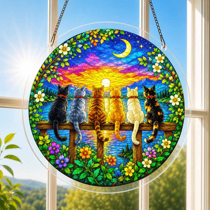 Acrylic Jigsaw Puzzle Acrylic Jigsaw Puzzle Suncatcher - Twilight Cats