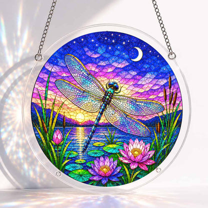 Acrylic Jigsaw Puzzle S - (7 inch) Acrylic Jigsaw Puzzle Suncatcher - Twilight Dragonfly