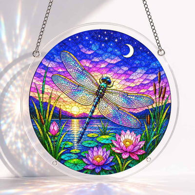 Acrylic Jigsaw Puzzle S - (7 inch) Acrylic Jigsaw Puzzle Suncatcher - Twilight Dragonfly