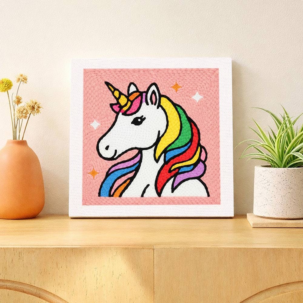 Painting By Numbers Kits 9.8" x 9.8" (25x25cm) Unicorn - Punch Needle Kit