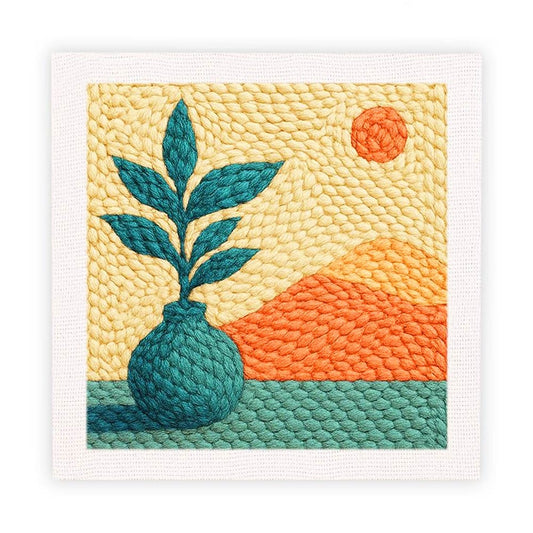 Painting By Numbers Kits 9.8" x 9.8" (25x25cm) Vase Plant - Punch Needle Kit