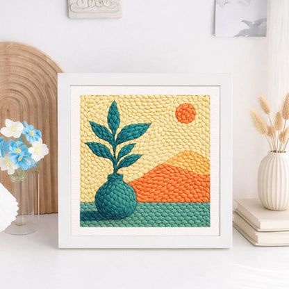 Painting By Numbers Kits 9.8" x 9.8" (25x25cm) Vase Plant - Punch Needle Kit
