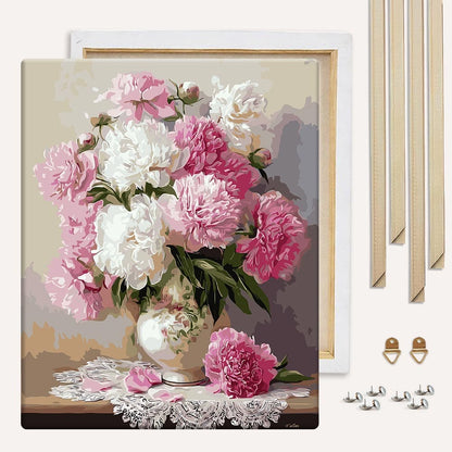 Painting By Numbers Kits With DIY Wood Frame Vase of Peonies - Paint By Numbers Kit