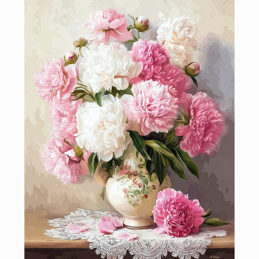 Diamond Painting Kits 15.7" x 19.6" (40 x 50cm) Vase of Peonies - Diamond Painting Kit