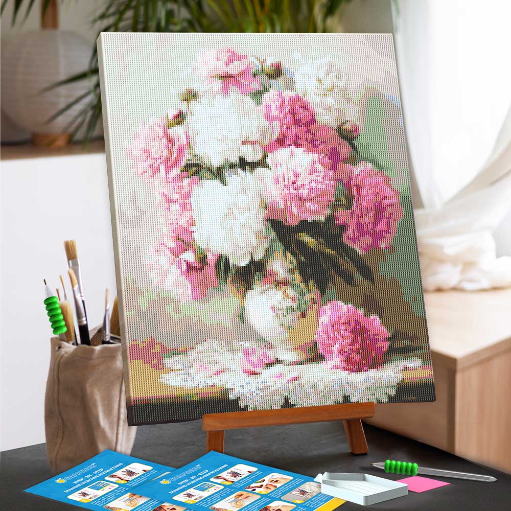 Diamond Painting Kits 15.7" x 19.6" (40 x 50cm) Vase of Peonies - Diamond Painting Kit