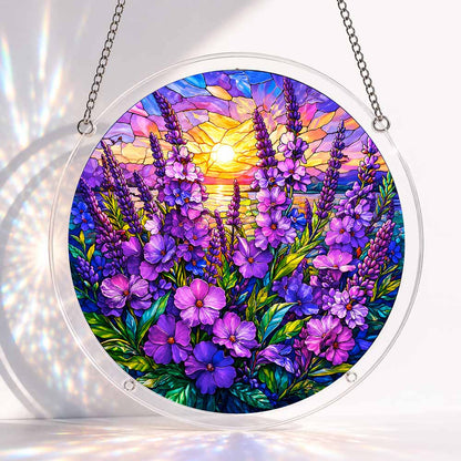 Acrylic Jigsaw Puzzle S - (7 inch) Acrylic Jigsaw Puzzle Suncatcher - Violet Sunset