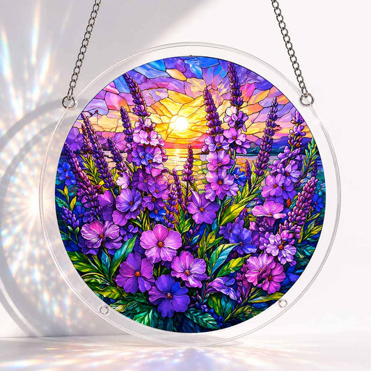 Acrylic Jigsaw Puzzle S - (7 inch) Acrylic Jigsaw Puzzle Suncatcher - Violet Sunset