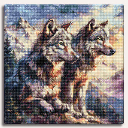 Diamond Painting Kits 9.8" x 9.8" (25x25cm) Wolf Pair - Diamond Painting Kit