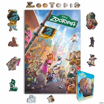 Wooden Jigsaw Puzzles A4 + Wooden Gift Box Zootopia Street Chase – Wooden Jigsaw Puzzle