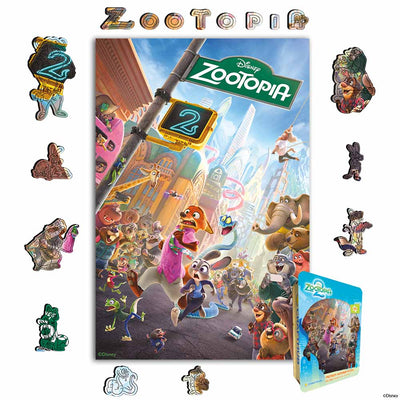 Wooden Jigsaw Puzzles A4 + Wooden Gift Box Zootopia Street Chase – Wooden Jigsaw Puzzle