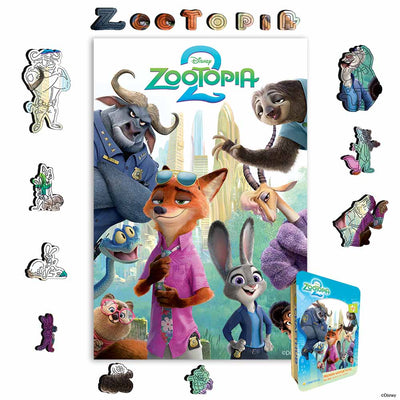 Wooden Jigsaw Puzzles A4 + Wooden Gift Box Zootopia City Partners – Wooden Jigsaw Puzzle