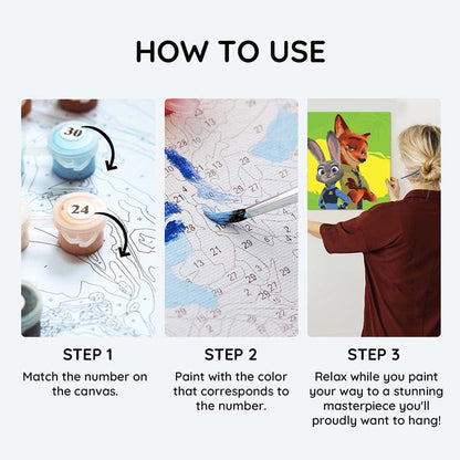 Painting By Numbers Kits 9.8" x 9.8" (25x25cm) Nick and Judy - Framed Paint By Numbers Kit