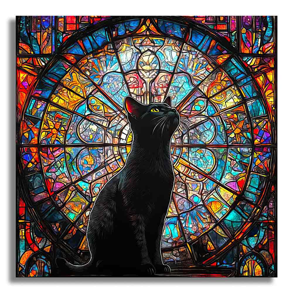 Animal Jigsaw Puzzle > Wooden Jigsaw Puzzle > Jigsaw Puzzle 🔥Last Day - Stained Glass Cat - Wooden Jigsaw Puzzle