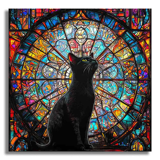 Animal Jigsaw Puzzle > Wooden Jigsaw Puzzle > Jigsaw Puzzle 🔥Last Day - Stained Glass Cat - Wooden Jigsaw Puzzle