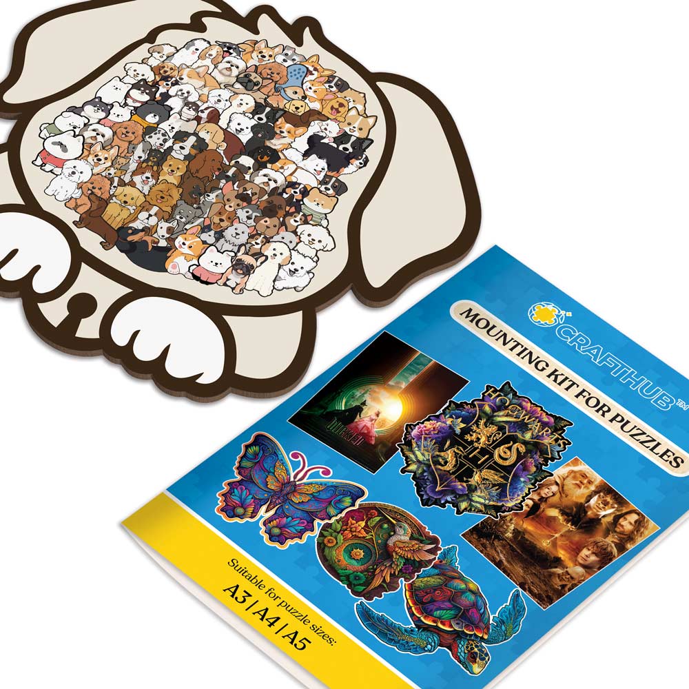 Animal Jigsaw Puzzle > Wooden Jigsaw Puzzle > Jigsaw Puzzle A3/Big Framed+Mounting Kit – Save $15 Today Dog Shaped - Wooden Jigsaw Puzzle