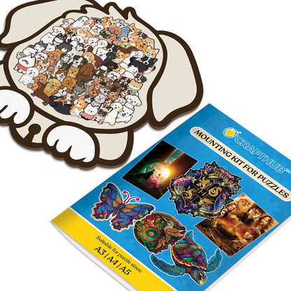 Animal Jigsaw Puzzle > Wooden Jigsaw Puzzle > Jigsaw Puzzle A3/Big Framed+Mounting Kit – Save $15 Today Dog Shaped - Wooden Jigsaw Puzzle