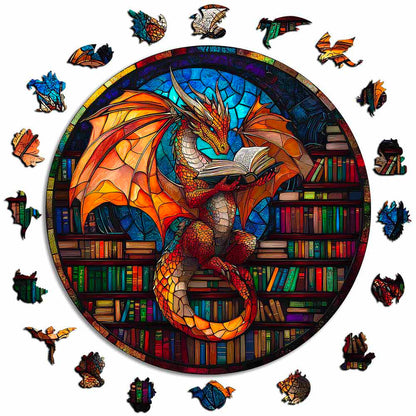 Animal Jigsaw Puzzle > Wooden Jigsaw Puzzle > Jigsaw Puzzle A5/Small 🔥Last Day - Dragon Stained Glass - Wooden Jigsaw Puzzle