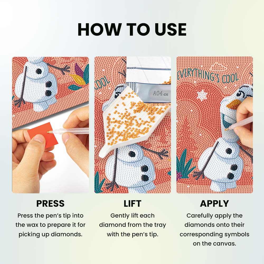 Diamond Painting Kits 9.8" x 9.8" | 25cm x 25cm Olaf Snowman - Framed Diamond Painting Kit