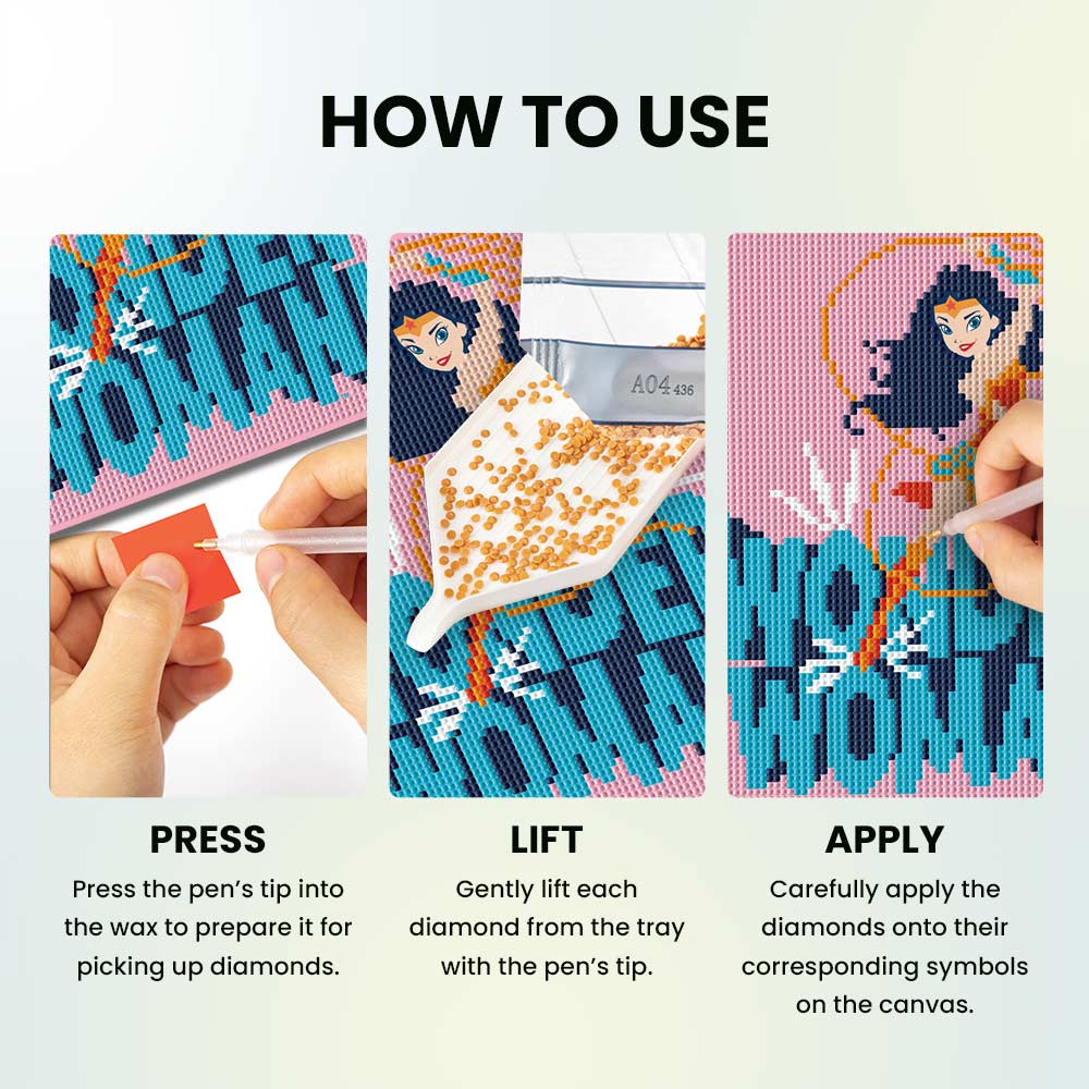 Diamond Painting Kits 9.8" x 9.8" | 25cm x 25cm Wonder Woman - Diamond Painting Kit