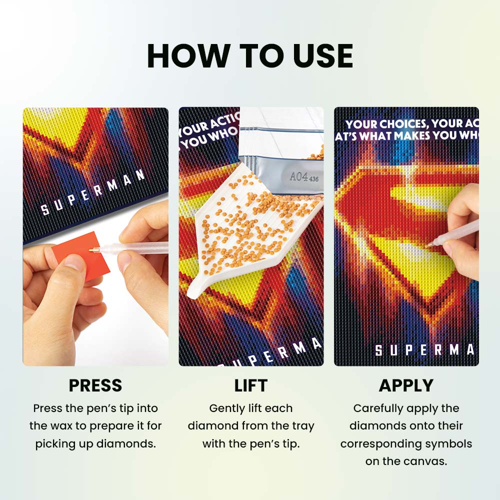 Diamond Painting Kits 9.8" x 9.8" | 25cm x 25cm Superman Logo - Diamond Painting Kit