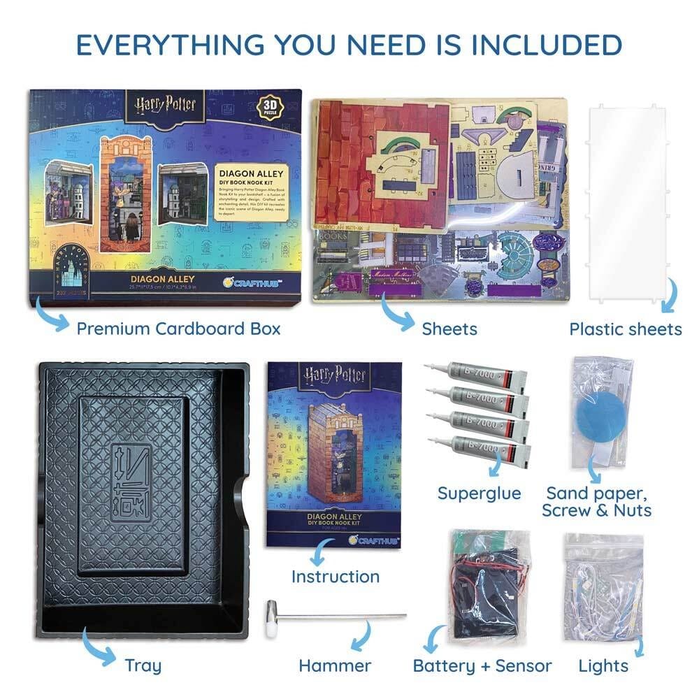 Book Nook Kits Great Hall: 534 Pieces - Diagon Alley: 237 Pieces - Barad Dur: 254 Pieces 3-Pack DIY Book Nook Kit Set: Harry Potter The Great Hall, Diagon Alley, The Lord of the Rings: Barad Dur