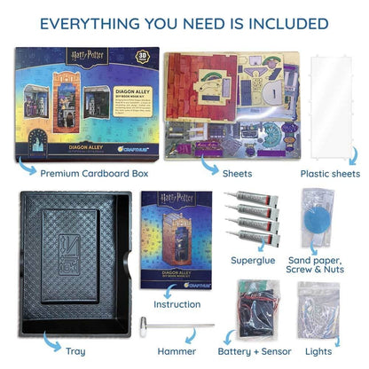 Book Nook Kits Great Hall: 534 Pieces - Diagon Alley: 237 Pieces - Barad Dur: 254 Pieces 3-Pack DIY Book Nook Kit Set: Harry Potter The Great Hall, Diagon Alley, The Lord of the Rings: Barad Dur