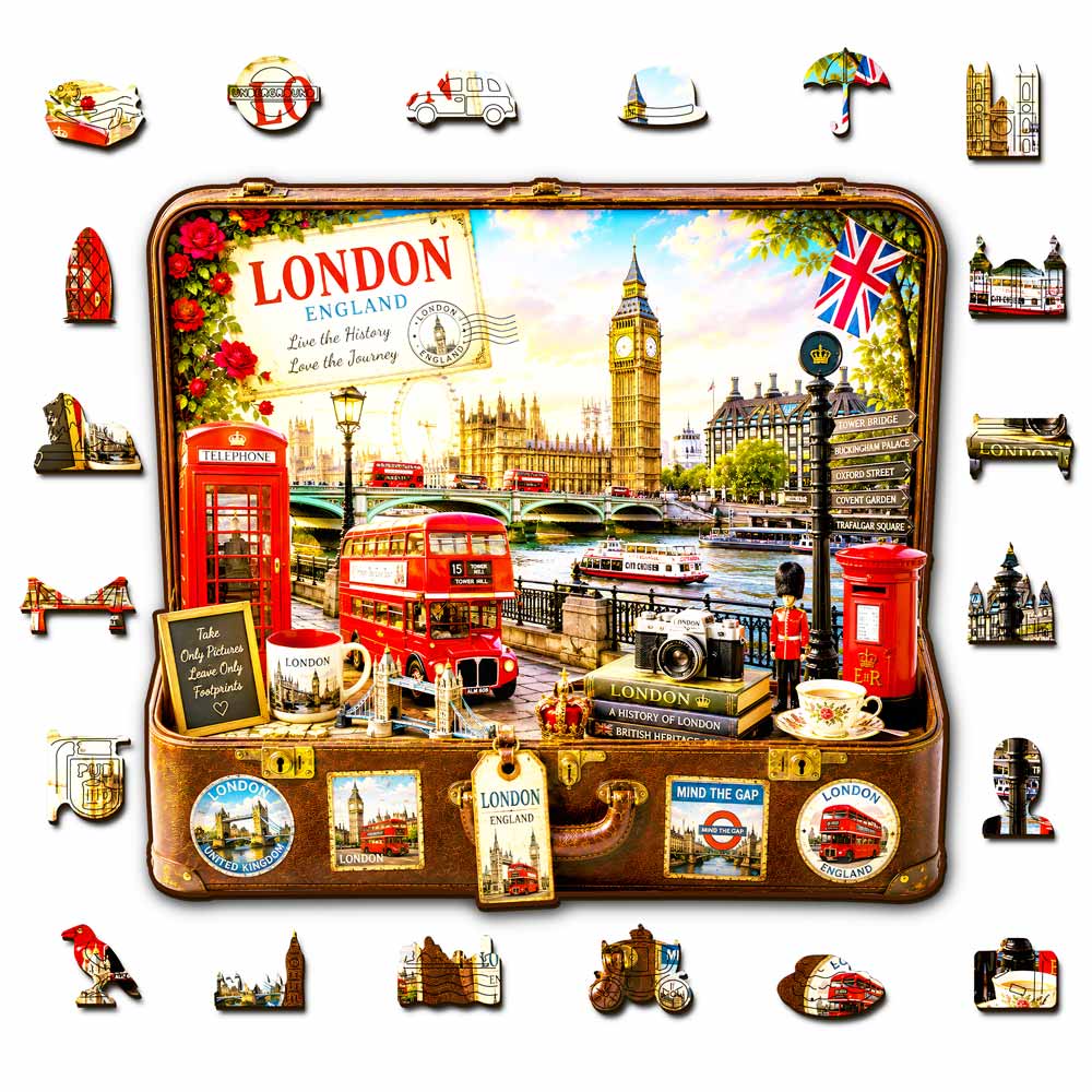 🔥Limited Edition🔥8-Pack World City Travel Case - Wooden Jigsaw Puzzle Set