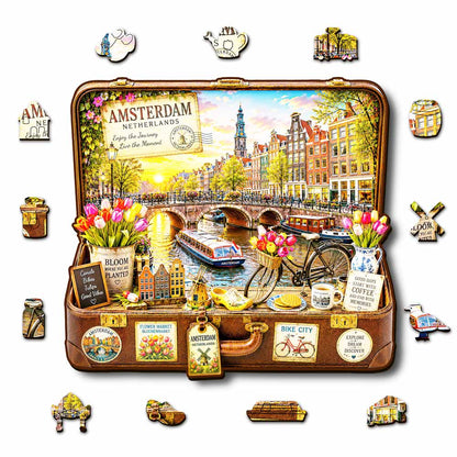 🔥Limited Edition🔥8-Pack World City Travel Case - Wooden Jigsaw Puzzle Set