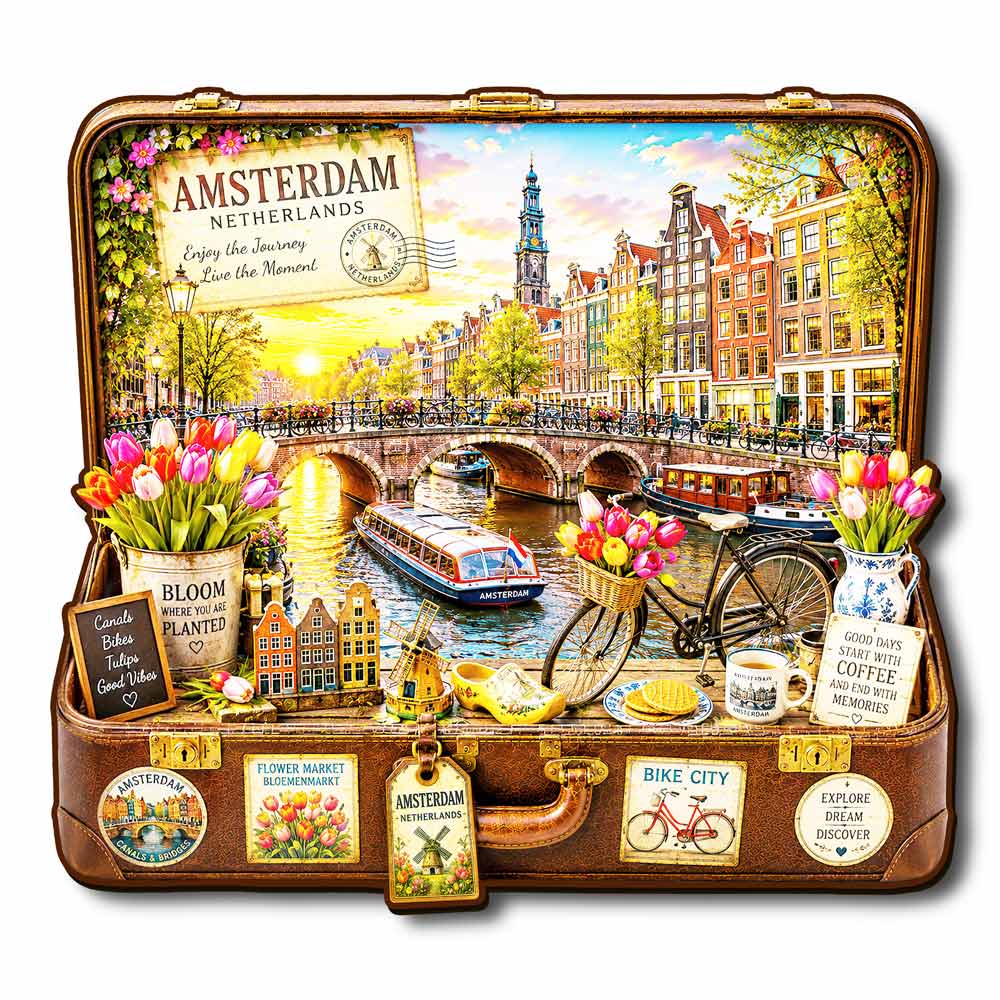 🔥Limited Edition🔥8-Pack World City Travel Case - Wooden Jigsaw Puzzle Set