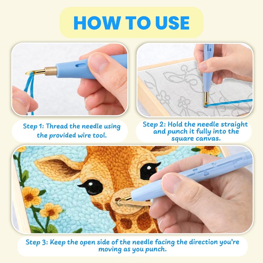 Painting By Numbers Kits 9.8" x 9.8" (25x25cm) Giraffe - Punch Needle Kit