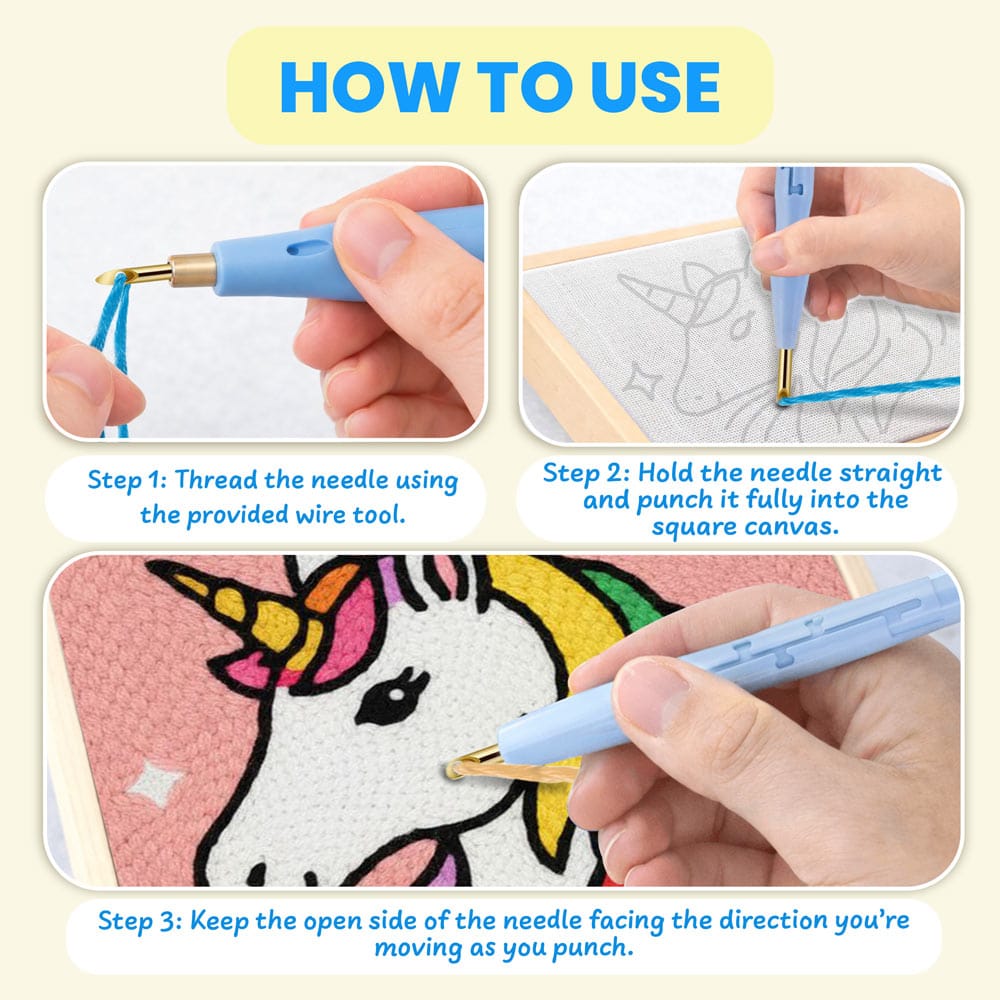 Painting By Numbers Kits 9.8" x 9.8" (25x25cm) Unicorn - Punch Needle Kit